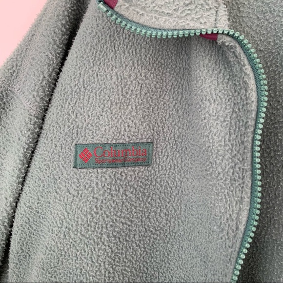 Vintage Columbia Sage Green Zip Up Sweatshirt - Picture 5 of 6